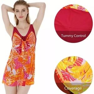 Wantdo Women's Plus Size Swimdress Flower Printed, 10-12